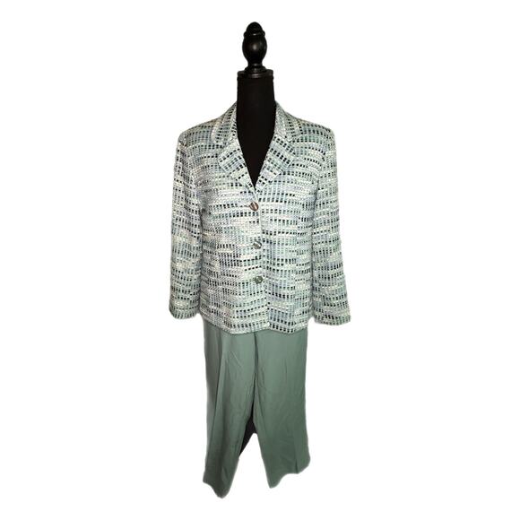 Alfred Dunner Women’s Teal Pant Suit, Size 12p, Pre-owned - Picture 1 of 9